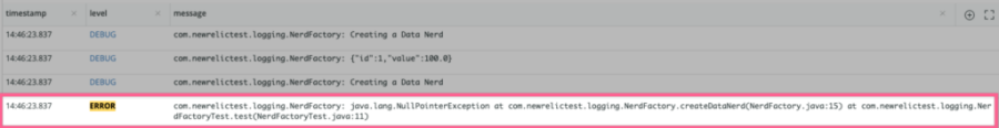 multiline message example in new relic logs