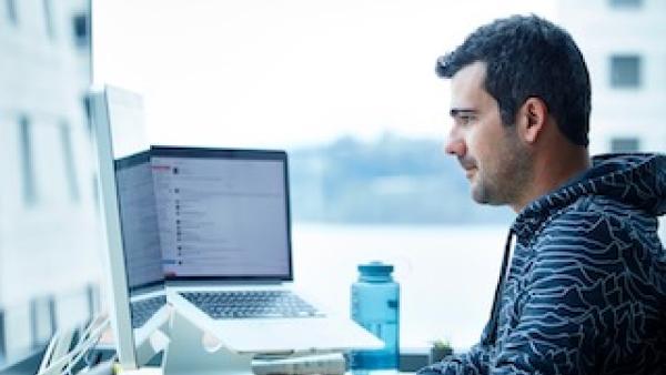 Developer working on computer