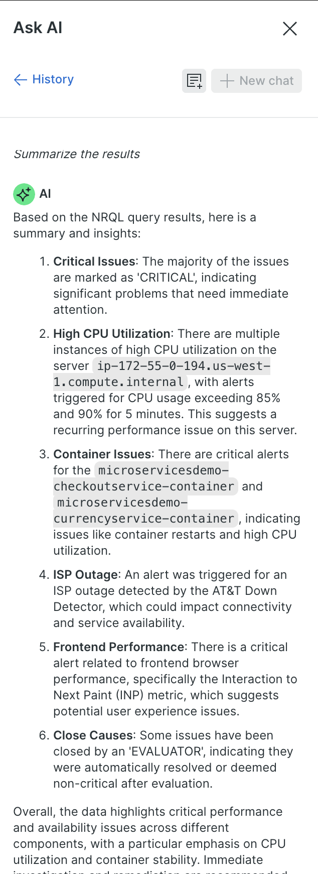 Error summary