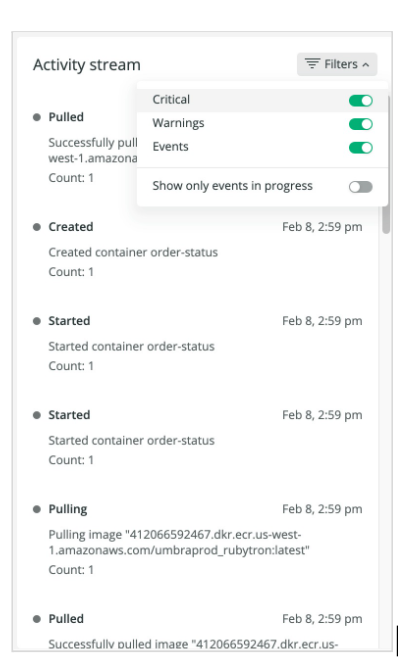 An example of the activity stream