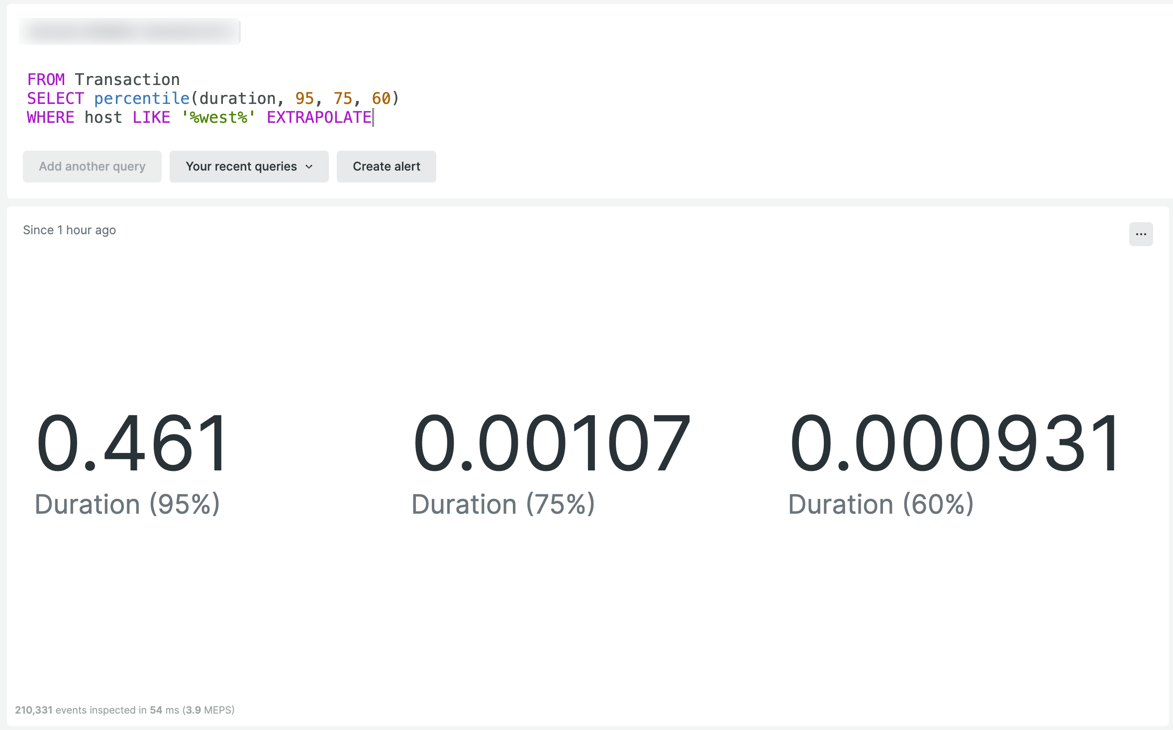 95e, 75e et 60e centile pour la durée de la transaction 