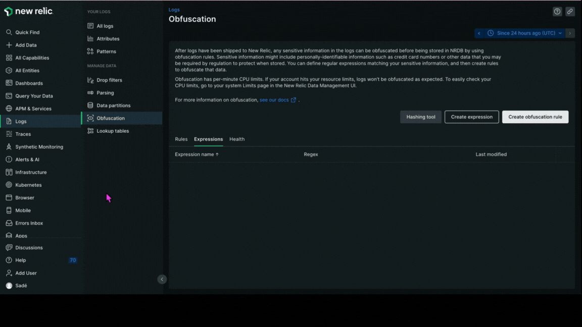 3. Démonstration sur la façon de créer une expression à l'aide des expressions régulières conviviales de NRQL.