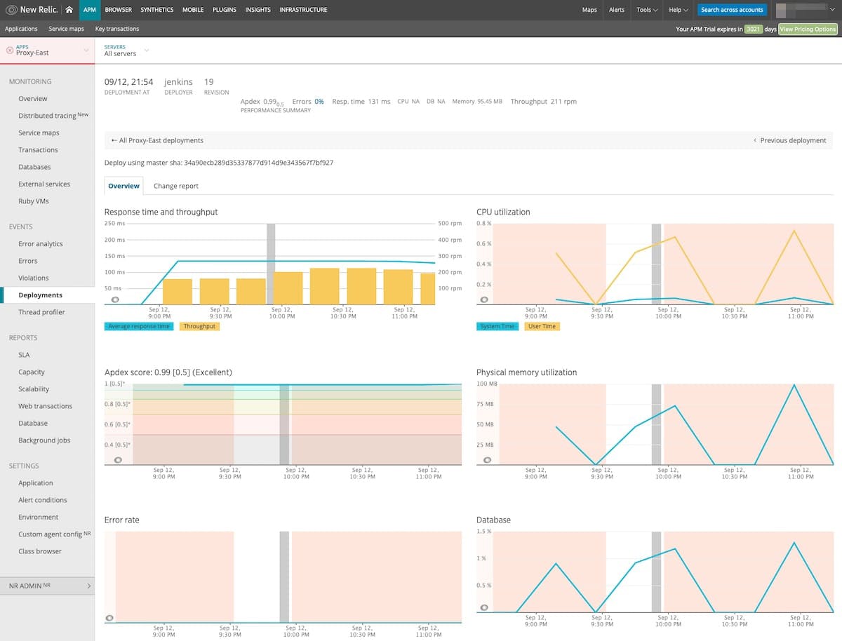 new relic dashboard