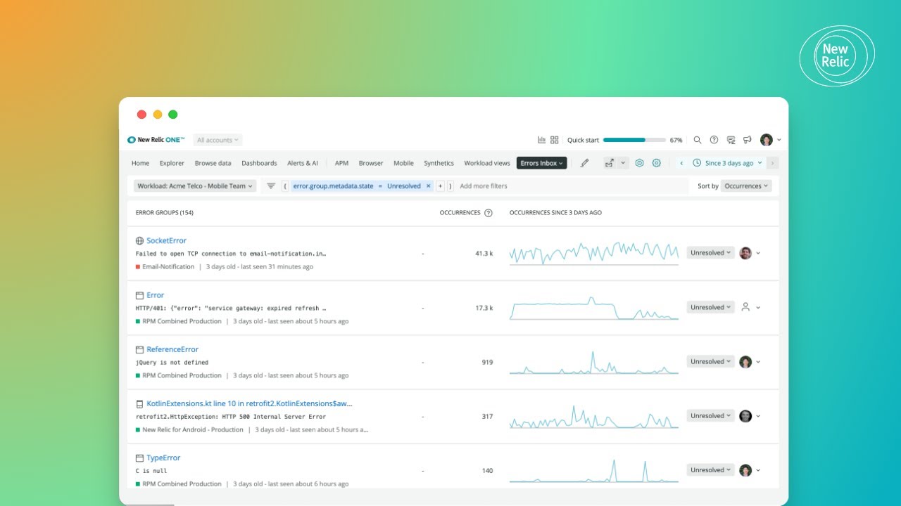 Error Monitoring for IT Teams New Relic