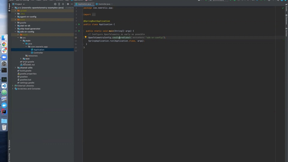 Screenshot code example of OpenTelemetry config code