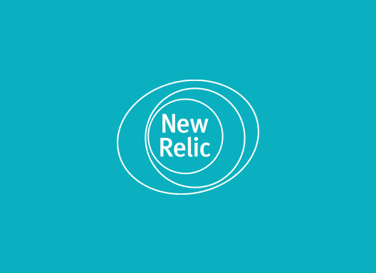 New Relic black and white mark on teal background