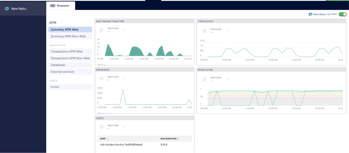 New Relic DeltaBlue Dashboards 