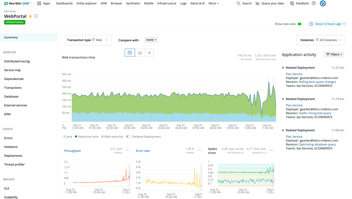 Instantly understand application performance, dependencies, and bottlenecks