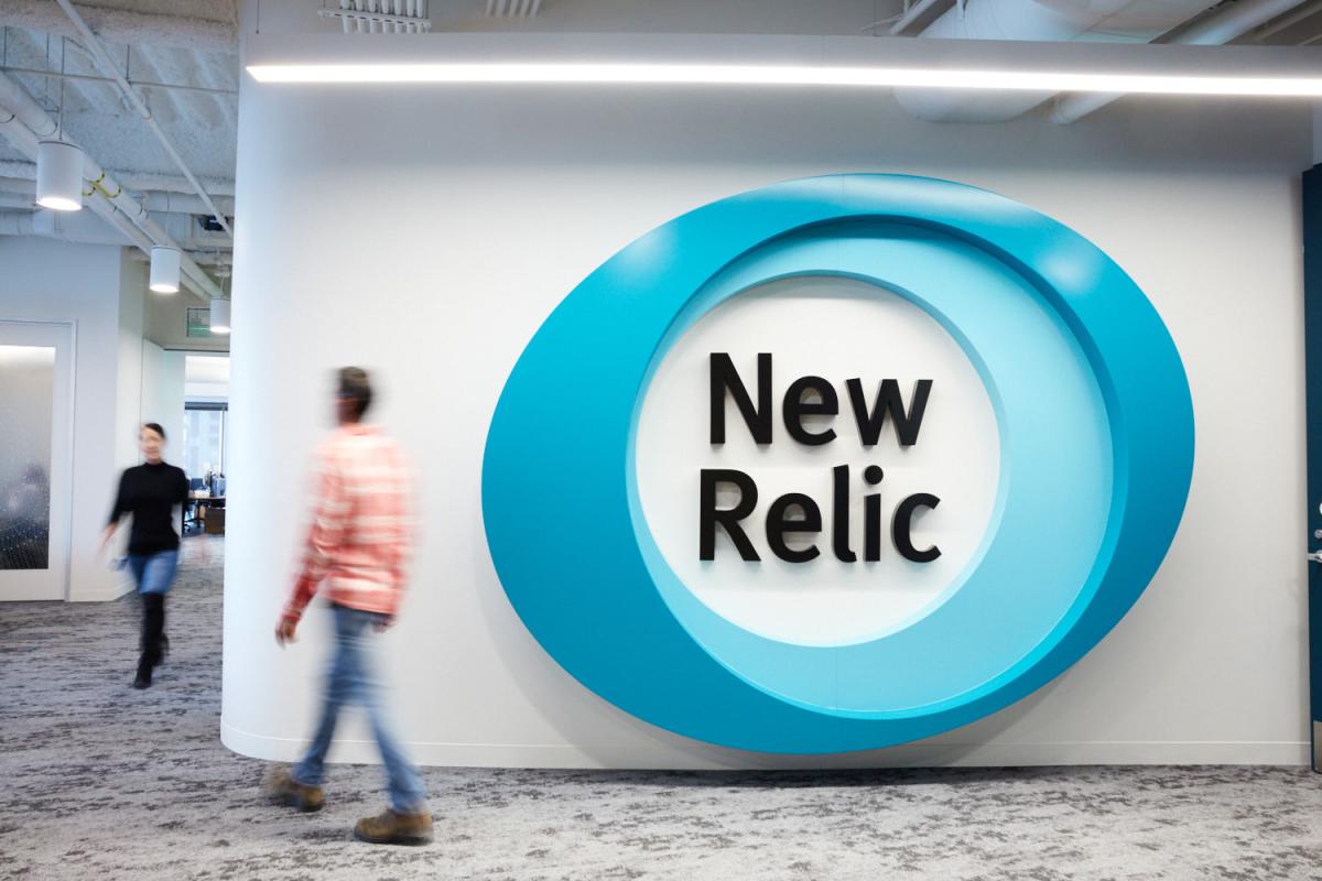 New Relic Logo on SF headquarters office