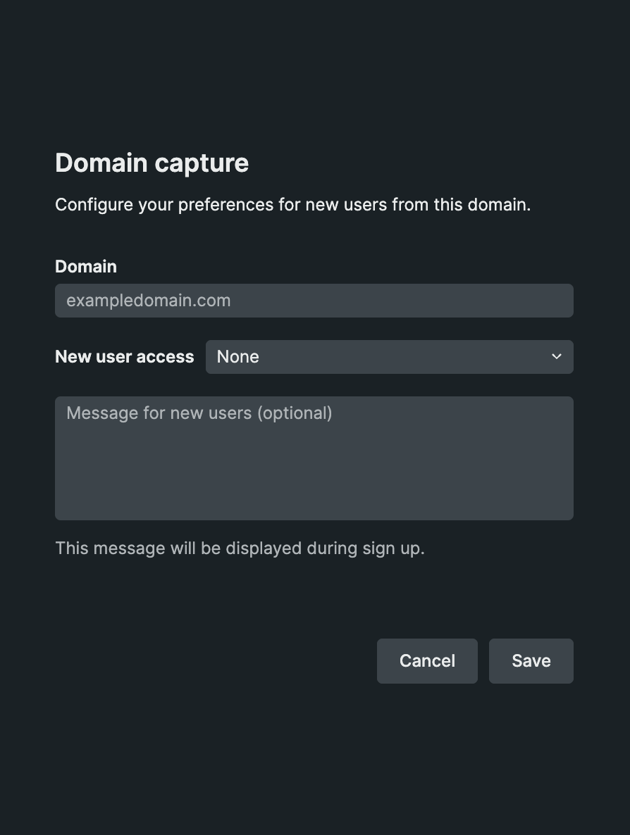 Domain capture preferences UI within New Relic