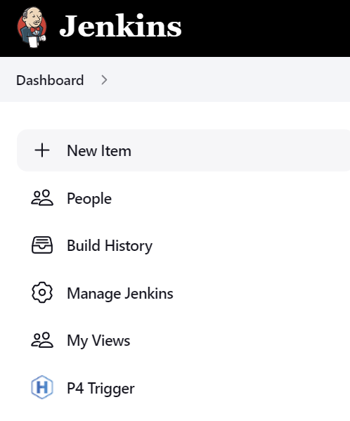 New Item selected in Jenkins dashboard.