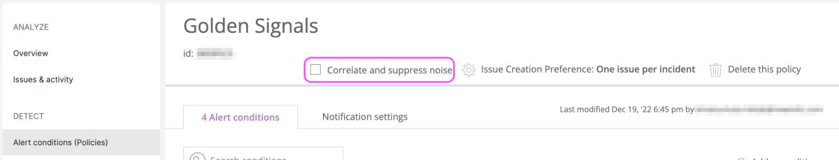issue preference in alert policy