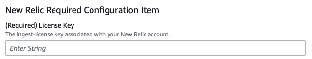 Screenshot of New Relic Required License Key page