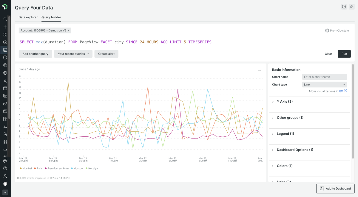 Screenshot of Query Your Data page in New Relic