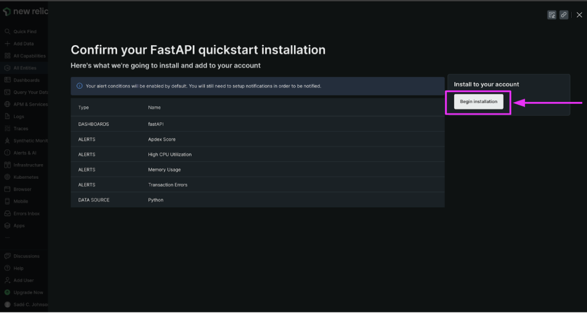 Confirm quickstart installation