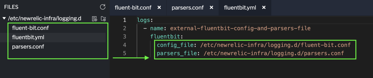 Screenshot of config_file and parsers_file