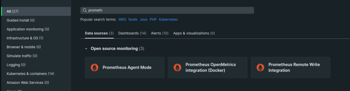 Open New Relic, select Add Data, search for "prometheus", and select "Prometheus Remote Write Integration".