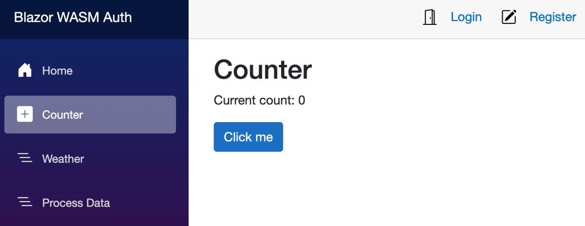 Blazor frontend counter ui