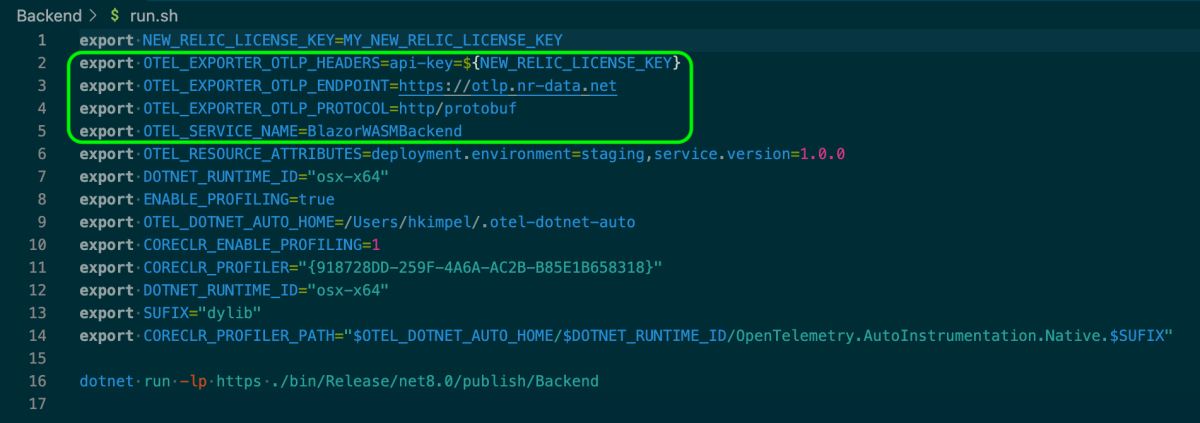 OpenTelemetry runtime configuration