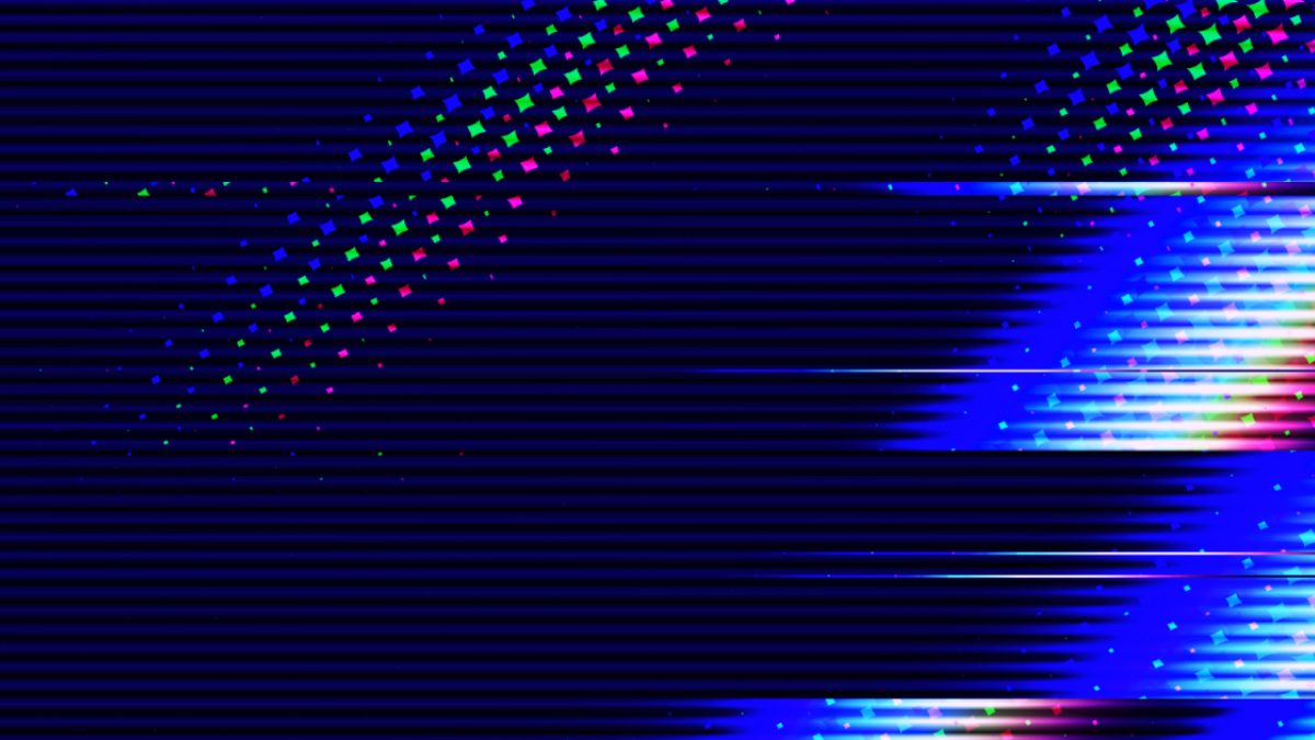 Abstract digital pixels on blue background