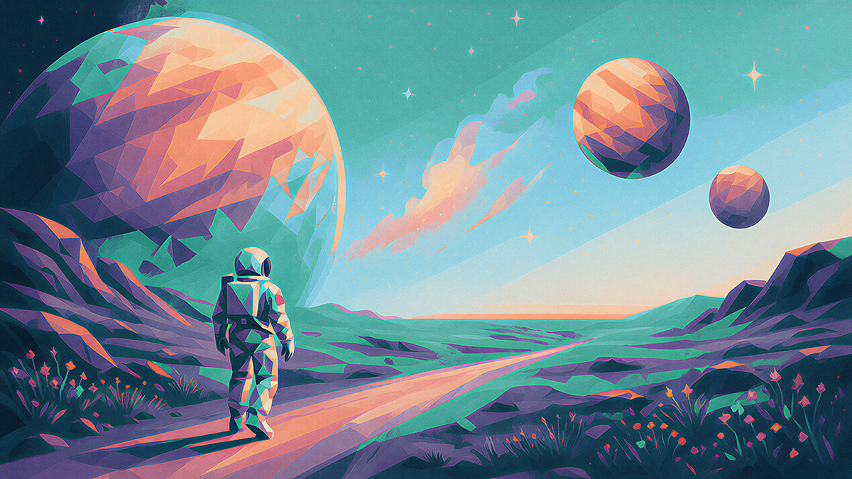 Ai generated art of astronaut and planets