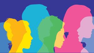 Colorful silhouettes of peoples heads