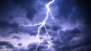 lightning bolt in stormy sky
