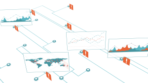 Screens connected by data lines 