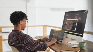 Developer working on computer