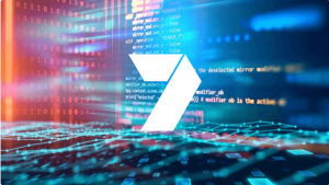The Seven Network logo with a high tech background 