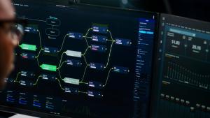 computer screen with diagram dashboards