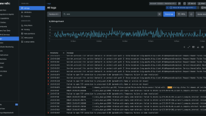 image of the logs user interface in New Relic