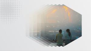 2 women looking onto cityscape