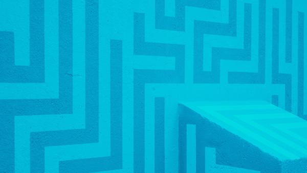 Abstract blue and teal square maze pattern