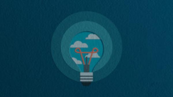 Graphic of lightbulb with clouds