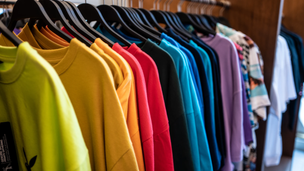Colorful clothing on a rack