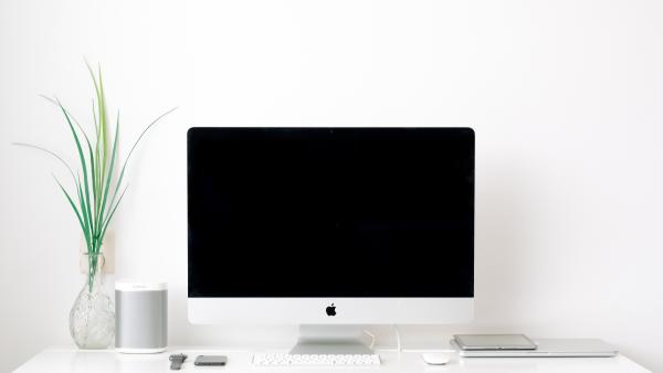 Picture of a Computer Monitor (black) on a white background