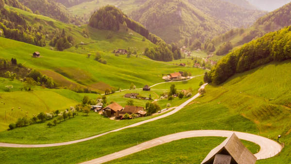 House on a grassy hill