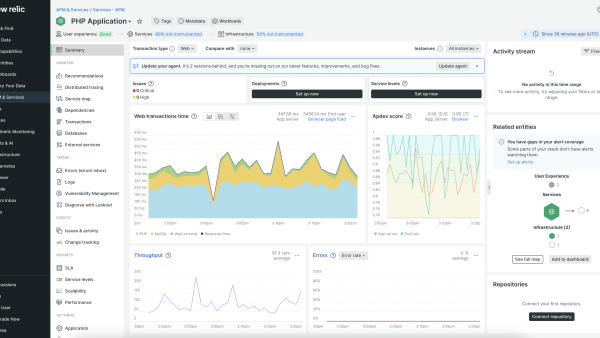 Dashboard d'une application PHP BHOOST