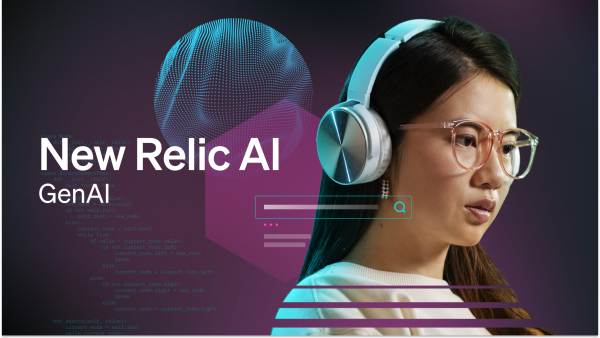 Developer with headphones using New Relic AI
