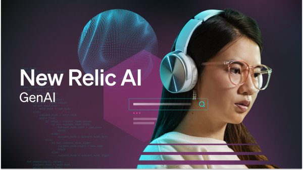 New Relic AIを使用しているヘッドフォンを着けた開発者