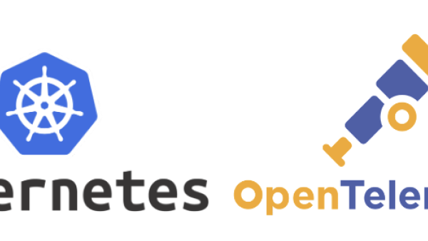 Logotipos do Kubernetes e OpenTelemetry