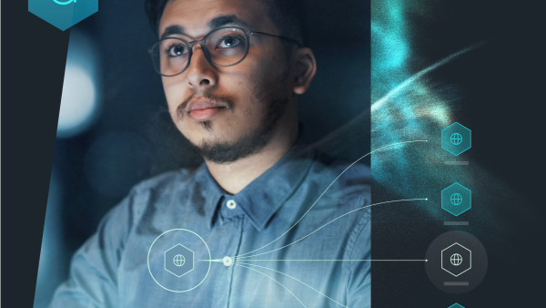 Man looking at an entity relationship graph.