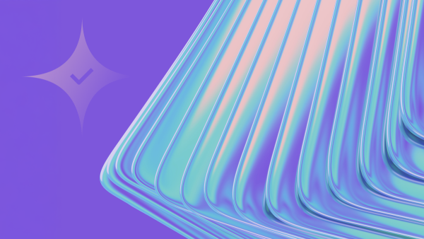 Geometric shapes with a checkmark icon.