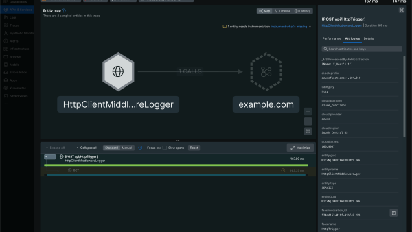 New Relic Distributed Tracing UI within the product