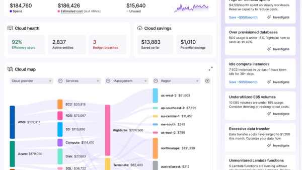 Cloud Cost Intelligence Summary dashboard within New Relic UI