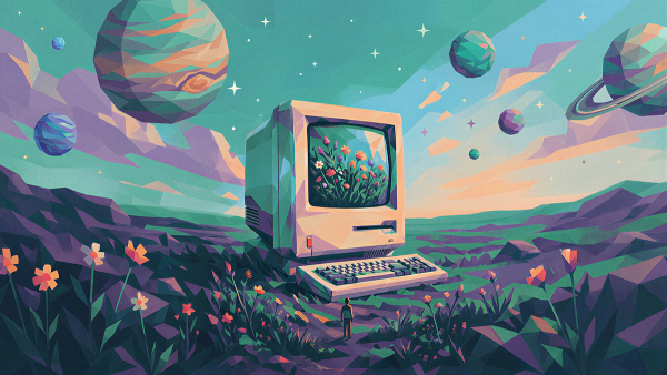 AI generated image of old desktop computer