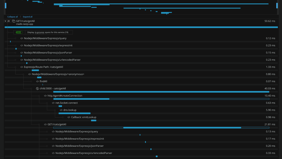 UI for NestJS integration for New Relic