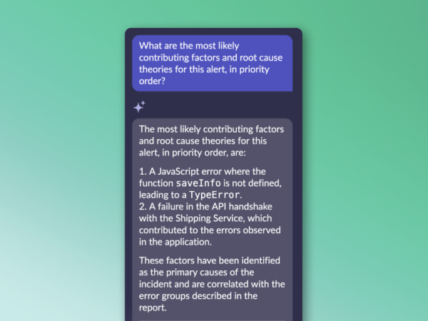 Now Assistant within ServiceNow summarizing root cause analysis and contributing factors to alert using context from New Relic.