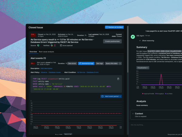 AI-driven incident investigation analyzing telemetry, service dependencies, and system behavior to identify root cause.